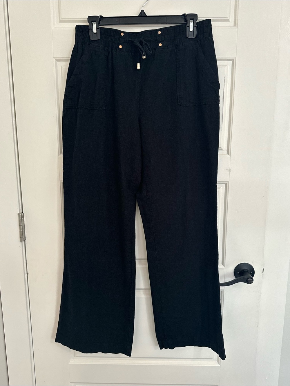 Ci Sono Linen blend Black Wide Leg Drawstring Pants